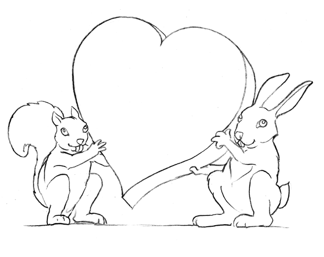 Bunny & Squirrel - Valentine Heart