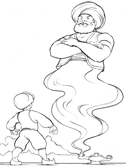 genie lamp coloring pages - photo #7